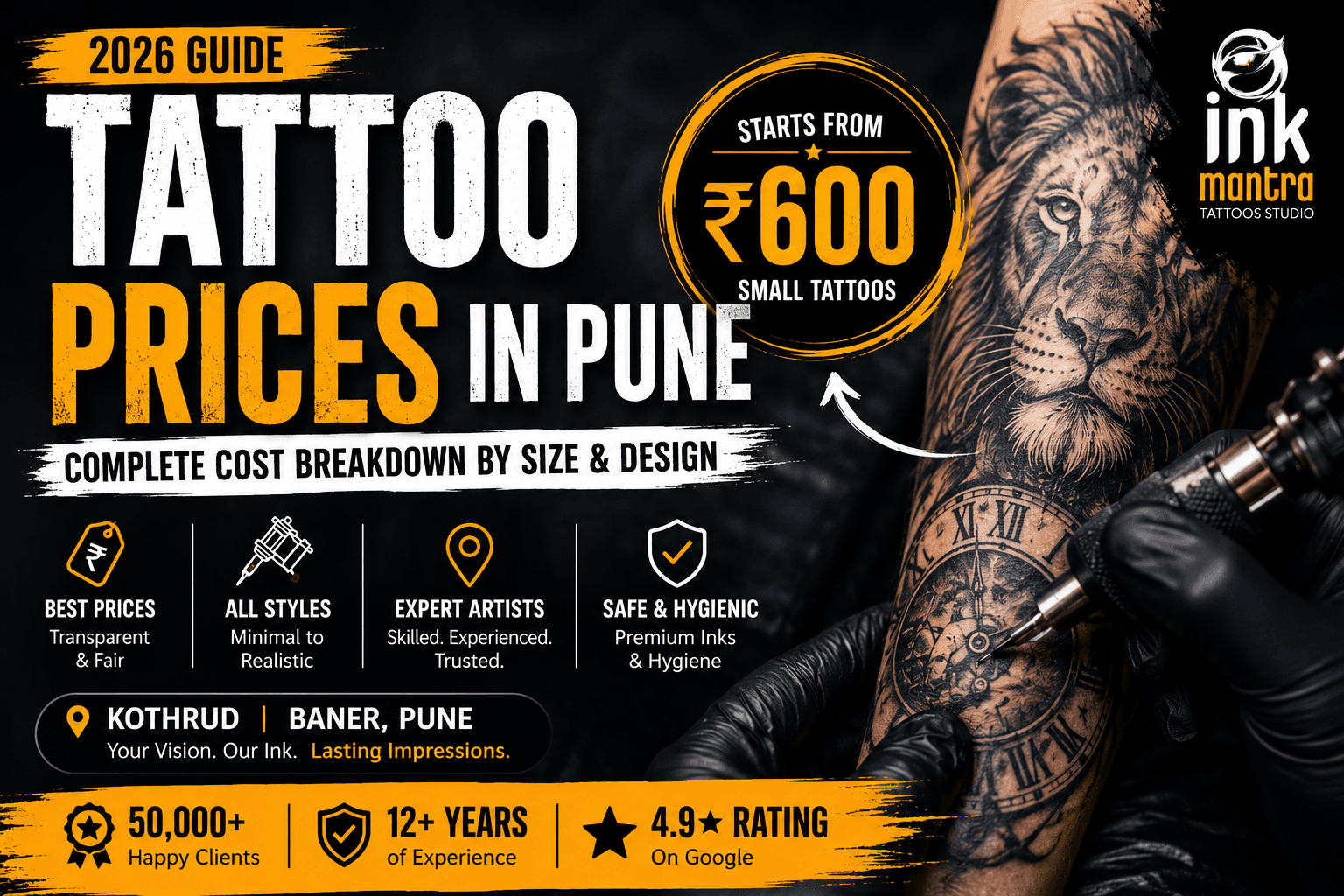 Tattoo Prices in Pune (2026 Guide): Complete Cost Breakdown by Size & Design
